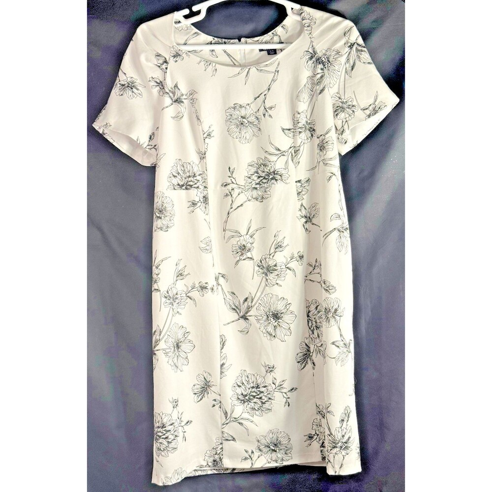 Roman Black & White Floral Dress Feminine Modern Classic Knee Length Size 16W